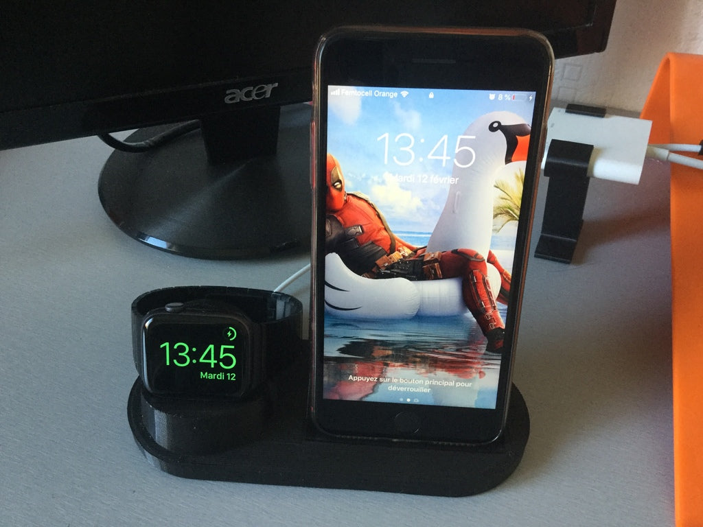 Στρογγυλή βάση φόρτισης για Iphone 8 Plus και Apple Watch - Συμβατό με Ikea Rallen