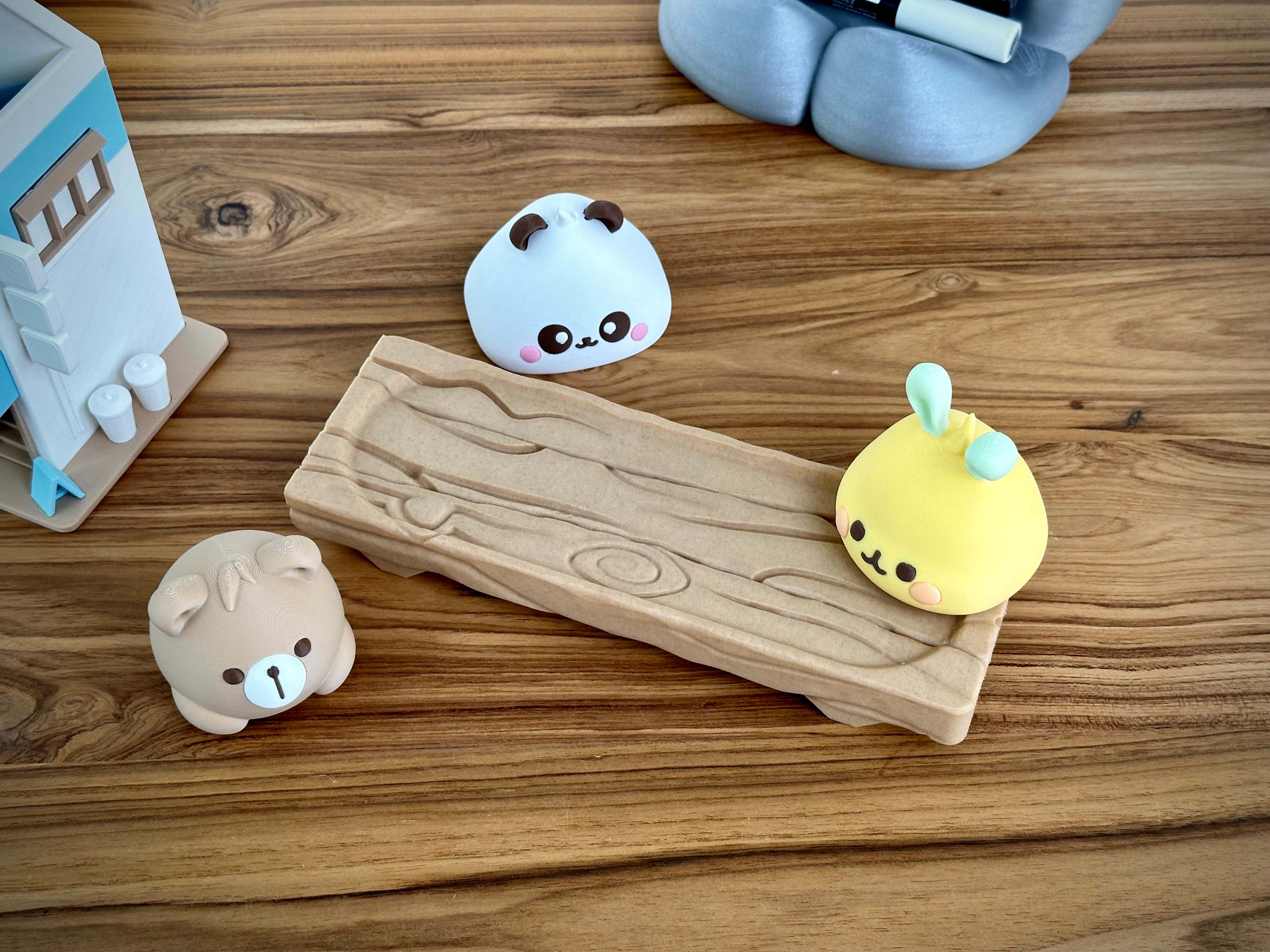 Φιγούρες Kawaii Dyre Bao σε Ξύλινο Μπλοκ