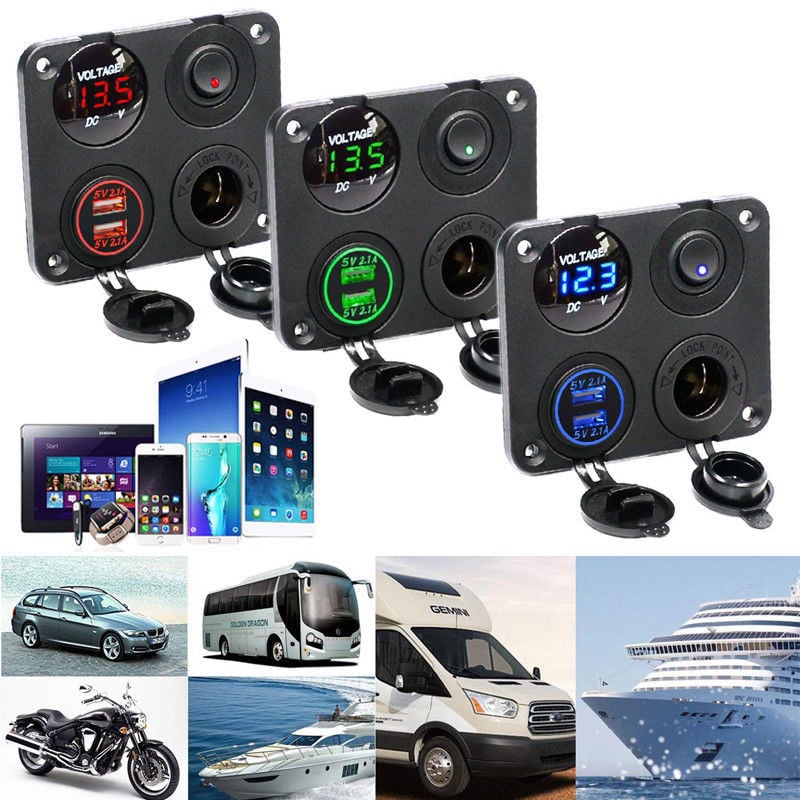 Υποδοχή τροφοδοσίας φορτιστή USB διπλής 12 V - Επίτοιχη βάση για σκάφος, φορτηγό και αυτοκίνητο