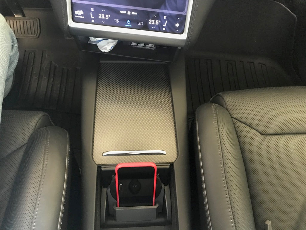 Βάση κεντρικής κονσόλας Tesla Model-X για iPhone και ασύρματο φορτιστή Qi