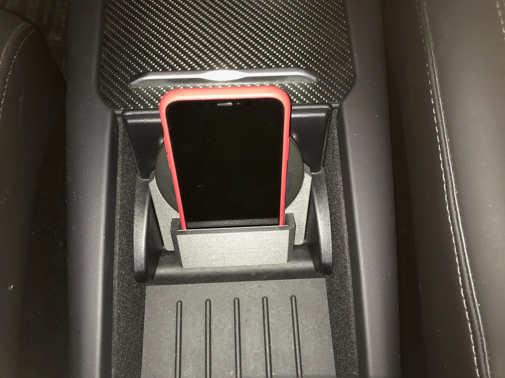 Βάση κεντρικής κονσόλας Tesla Model-X για iPhone και ασύρματο φορτιστή Qi