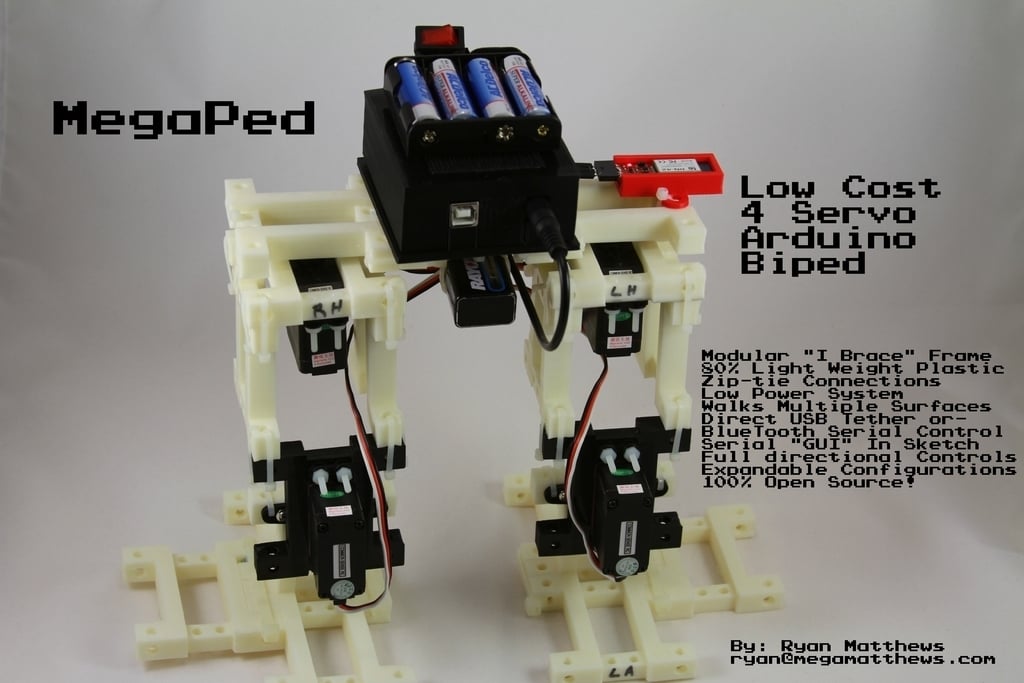 MegaPed Servo I Brace 4-servo με ελεγχόμενο Arduino δίποδο ρομπότ