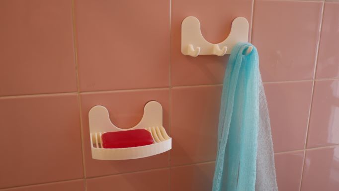 Σετ μπάνιου με γάντζους τοίχου και θήκη σαπουνιού